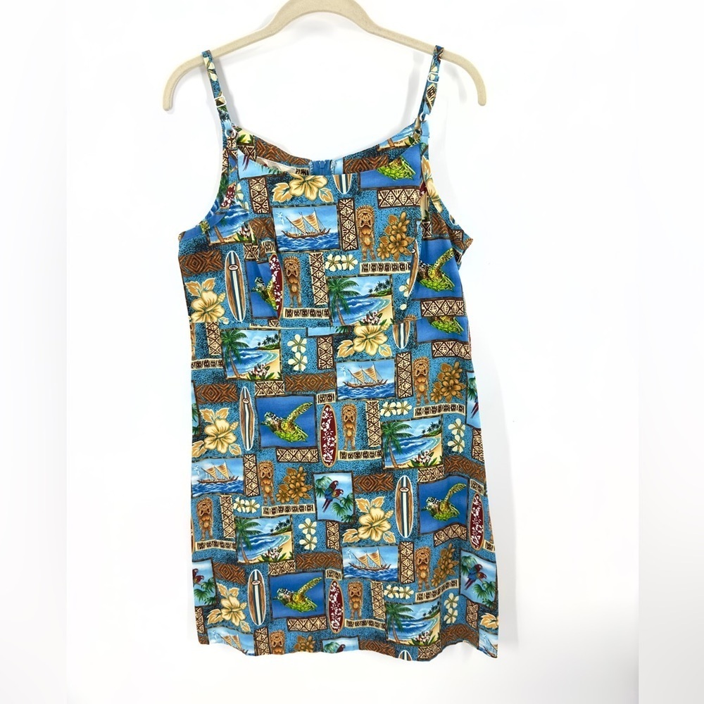 Vintage Hilo Hattie Dress Womens Medium Hawaiian Tropical Birds Tiki Floral